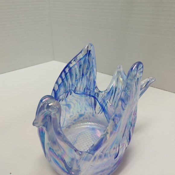 Chalet - Rossi Blue Carnival Irradato Glass Bomboniere Whimsey Handmade Canada - Picture 4 of 9